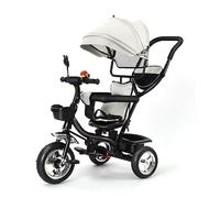 MAYMAR Kinderkraft Velo Triciclo 2 in 1, Combina Trolley e Ride Funzione, con parasole pieghevole e pedale, regalo Bebe 1-5 anni (01, grigio)