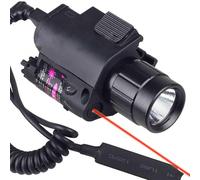 MAYMOC Torcia Rossa combinata 200 Lumen Luce per Armi con Supporto per Guida Picatinny con 2 Set di batterie