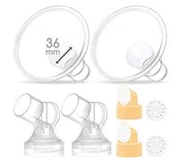 Maymom 2x Paracapezzoli Piccoli a Due Pezzi con Valvola, Membrana e Connettore Maymom, Compatibili con Tiralatte Medela Pump in Style Versione Foro Superiore (36 mm), Trasparenti e Smontabili