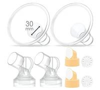 Maymom 2x Paracapezzoli Piccoli a Due Pezzi con Valvola, Membrane e Connettore Maymom, Compatibili con Tiralatte Medela Versione Foro Superiore (30 mm), Trasparenti e Smontabili