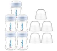 Maymom Bottiglie a Bocca Larga per Latte con Tappo a Cupola e Disco di Tenuta SureSeal Compatibili con Spectra S1 e S2, Set da 5 Pezzi 140 ml