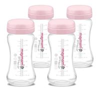 Maymom bottiglie latte bocca larga 270 ml con tappo viaggio e anello sigillante Compatibile con Avent Natural Classic Motif Luna Ameda MYA Spectra; 4 pezzi