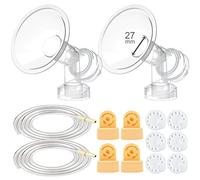 Maymom Breast Pump kit for Medela Pump in Style Pumps; 2 Large one-piece 27 mm Breastshields, 4 Valves, 6 Membranes, & 2 pump-in-style Tubing; Simple Wishes Bra Compatible and Medela QuickClean, micro Steam bag Safe.
