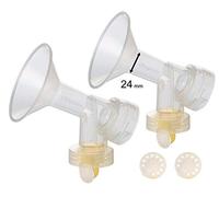 Maymom flangia 24 mm monopezzo con valvola e membrana Compatibile con tiralatte Medela; 2 pezzi trasparente non separabile