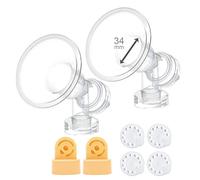 Maymom flangia 34 mm monopezzo con valvola e membrana Compatibile con tiralatte Medela; 2 pezzi trasparente non separabile