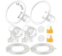 Maymom Kit tiralatte compatibile con pompa Medela in Style Advanced Pump; 2 scudi pettorali in due pezzi da 19 mm, 2 valvole, 4 membrane, 2 tubi di ricambio; parte di ricambio per Medela Shield,