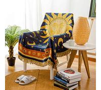 MayNest Coperta hippie con sole e luna e stelle, arazzo celeste, double-face, in cotone intrecciato, reversibile, decorazione per la casa, biancheria da letto, sedia, divano, poltrona reclinabile,