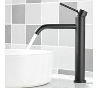 Maynosi bagno alto rubinetto del miscelatore del bacino, rubinetto del bacino alto, rubinetto del lavandino del controsoffitto, rubinetto moderno del monoblocco con i tubi flessibili, Nero