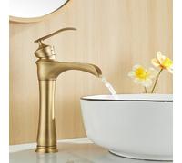 Maynosi Rubinetto Bagno Lavabo Alto, Miscelatore per Lavabo a Cascata, Rubinetti Lavabo Alto Retro, Rubinetto Miscelatore Monoleva Elegant in Ottone, Includono Tubi (Ottone Antico)