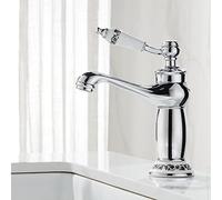 Maynosi Rubinetto da Bagno Retro, Miscelatore Vittoriano di Lusso con Maniglia Ceramica, Rubinetti per Lavabo per Bagno Con Flessibili, Miscelatore Caldo e Freddo, Ottone, Cromato