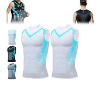Maynox Vitaboost - Maglia a compressione Qiawi Ionic Shaping Vest Vita-Boost, da uomo per costruire un corpo perfetto (2 pezzi, C, M)