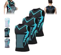Maynox Vitaboost - Maglia a compressione Qiawi Ionic Shaping Vest Vita-Boost, da uomo per costruire un corpo perfetto (3 pezzi, B, M)