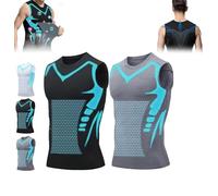 Maynox Vitaboost - Maglia a compressione Qiawi Ionic Shaping Vest Vita-Boost, da uomo per costruire un corpo perfetto (2 pezzi, L, L)