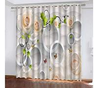 MAYNUO Tende Camera Da Letto 3D Oscuranti Per Interni 2 Pezzi 200 Cm Altezza, Tenda Termiche Isolanti Farfalle Su Rampicanti Di Rose Con Occhielli 140x240 Cm Moderne Per Soggiorno Finestra, 2 Pezzi
