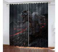 MAYNUO Tende Camera Da Letto Ragazzo 3D Dinosauri, Fiamme E Magma Tenda Camera Da Letto Bambini 2 Pezzi Coprente Oscuranti Termiche Isolanti 140x160 Cm Soggiorno Moderne Elegante Con Occhielli