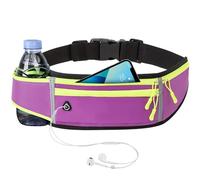 Mayoii Cintura da corsa con portabottiglie d'acqua, cintura regolabile e impermeabile, per ciclismo e fitness, tasca per cellulare, striscia riflettente, tessuto traspirante Quick-Dry, Viola, Sports