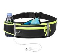 Mayoii Cintura da corsa con portabottiglie d'acqua, cintura regolabile e impermeabile, per ciclismo e fitness, tasca per cellulare, striscia riflettente, tessuto traspirante Quick-Dry, Nero , Sports