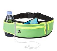 Mayoii Cintura da corsa con portabottiglie d'acqua, cintura regolabile e impermeabile, per ciclismo e fitness, tasca per cellulare, striscia riflettente, tessuto traspirante Quick-Dry, verde, Sports