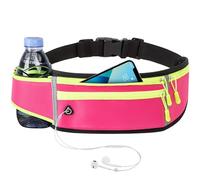 Mayoii Cintura da corsa con portabottiglie d'acqua, cintura regolabile e impermeabile, per ciclismo e fitness, tasca per cellulare, striscia riflettente, tessuto traspirante Quick-Dry, Rosa, Sports
