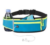 Mayoii Cintura da corsa con portabottiglie d'acqua, cintura regolabile e impermeabile, per ciclismo e fitness, tasca per cellulare, striscia riflettente, tessuto traspirante Quick-Dry, blu, Sports