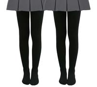 Mayoii Collant termici da bambina, foderati in pile, caldi e opachi, morbidi leggings termici elasticizzati per bambini per il freddo, Nero (confezione da 2), 5-8 Anni