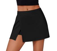Mayoii Gonna da nuoto da donna, a vita alta, con controllo della pancia e spacco laterale, gonna da nuoto fluida per spiaggia e piscina, Nero , XL