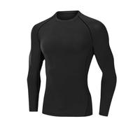 Mayoii Maglia Termica Uomo Compressione, Maglie Termiche Uomo Traspiranti, Asciugatura Rapida, Manica Lunga per Allenamento, Corsa, Compression Shirt (IT, Testo, XXL, Regular, Regular, Nero)