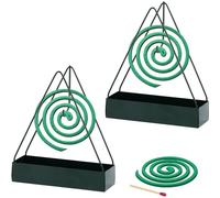Mayoii Supporto per bobina anti-zanzara supporto a spirale anti-zanzara 2 pezzi Set di triangolo in metallo portatile per uso domestico interno (due verdi)