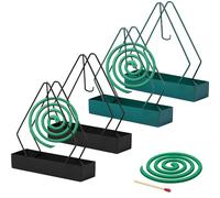 Mayoii Supporto per bobina anti-zanzara, supporto a spirale anti-zanzara, 4 pezzi, set di triangolo in metallo portatile per uso domestico interno (4, 2verde + 2nero)