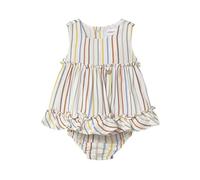 Mayoral Abito Vestito Estivo neonata 6-9 Mesi 75 cm Color Avorio con Design a righettine + Coulotte