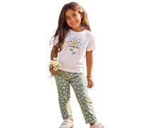 Mayoral Completo cotone bambina 10 anni - 140 cm con legging color verde tema margherite