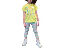 Mayoral Completo estivo bambina 7 anni - 122 cm con t-shirt citron e pinocchietto legging abbinato