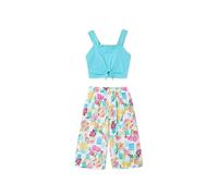 Mayoral Completo estivo bambina 8 anni - 128 cm con top turchese e pantalone largo abbinato