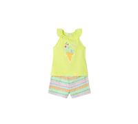 Mayoral Completo Short Bambina - Maglietta senza maniche - Estate Bambina - Sport - Maglietta ricamata e pantaloncini stampati, Giallo (Citron), 2 anni