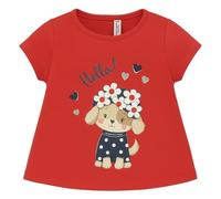 Mayoral Maglietta Neonata e Bambina Rossa Cotone Sostenibile, Stampa Cagnolino con Fiori, Manica Corta, Girocollo, Chiusura Posteriore, 6-24 Mesi - 1088 (IT, età, 6 Mesi, Amapola)
