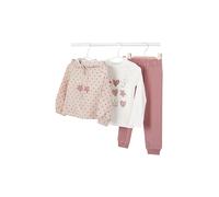 MAYORAL Set da bambina 3 pezzi: felpa, maglietta a maniche lunghe e pantaloni da jogging rosa | 128