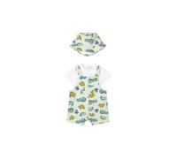 MAYORAL Set neonato 3 pezzi T-shirt, salopette e cappello verde chiaro | 68