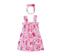 Mayoral Vestitino bretelline Stampato per Bambine e Ragazze Magenta 3 Anni (98cm)