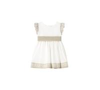 Mayoral Vestito Combinato Lino per Bimba Ecrù-Lino 18 Mesi (86cm)