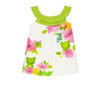 Mayoral Vestito Neonata 6-24 Mesi - Abito Estivo in Cotone Bianco con Stampa Floreale e Ranocchie, Bretelle con Volant Verdi, Morbido e Leggero per Bambine, 1992 (IT, età, 6 Mesi, Pistachio)