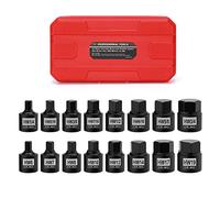 Mayouko Set di 16 bussole esagonali a basso profilo, per punte a brugola, CR-MO, 6-19 mm, SAE e metriche