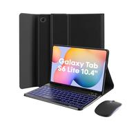 MAYPHY Custodia Tastiera Retroilluminata e Mouse per Samsung Tab S6 Lite 10.4 Pollici Retroilluminazione 7 Colori Custodia Sottile con Tastiera Rimovibile per Samsung Tab S6 Lite, Nero