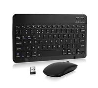 MAYPHY Mini tastiera wireless e mouse, tastiera Bluetooth portatile, 2,4 G/BT Dual Mode per iPad, tablet, laptop, tasti silenziosi e design compatto, layout UK, nero