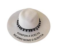 MAYRA Cappello in Paglia Personalizzabile | Cappello Donna da Sole per Estate, Mare | Personalizzato con Ricamo Nome, Iniziali, Scritta | Addio al Nubilato, Sposa, Team Bride