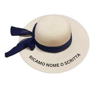 MAYRA Cappello in Paglia Personalizzabile | Cappello Donna da Sole per Estate, Mare | Personalizzato con Ricamo Nome, Iniziali, Scritta | Addio al Nubilato, Sposa, Team Bride