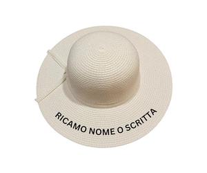 MAYRA Cappello in Paglia Personalizzabile | Cappello Donna da Sole per Estate, Mare | Personalizzato con Ricamo Nome, Iniziali, Scritta | Addio al Nubilato, Sposa, Team Bride