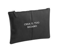 MAYRA Pochette, Beauty Case Personalizzabile in Eco Pelle | Trousse da Viaggio, Borsello con Cinturino | Personalizzato con Ricamo Iniziali, Nome | Per Uomo, Donna | Idea Regalo (Pochette Nera)