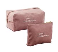 MAYRA Pochette, Borsello Personalizzabile in Velluto | Trousse da Viaggio, Bustina Multiuso, Beauty Case per Trucchi | Personalizzato con Ricamo Nome, Monogramma | Idea Regalo (Large, Rosa)