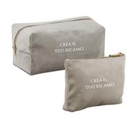 MAYRA Pochette, Borsello Personalizzabile in Velluto | Trousse da Viaggio, Bustina Multiuso, Beauty Case per Trucchi | Personalizzato con Ricamo Nome, Monogramma | Idea Regalo (Grigio, Small)