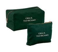 MAYRA Pochette, Borsello Personalizzabile in Velluto | Trousse da Viaggio, Bustina Multiuso, Beauty Case per Trucchi | Personalizzato con Ricamo Nome, Monogramma | Idea Regalo (Verde, Medium)